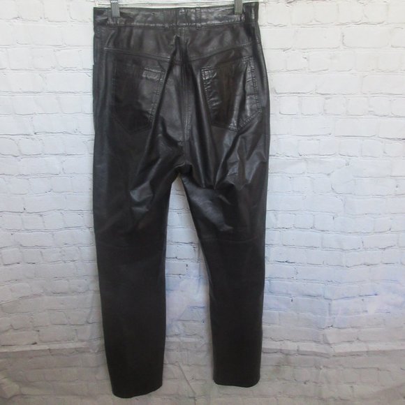 Pia Rucci Black Leather High Rise Pants - Picture 2 of 8